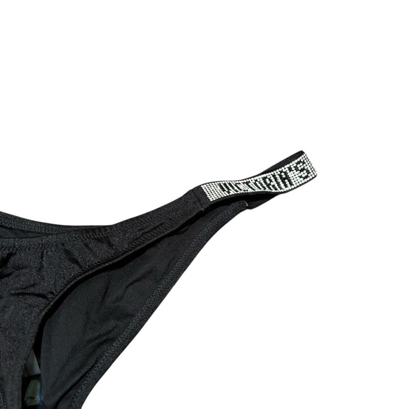 Victoria’s Secret Rhinestone Strap Brazilian Bikini Bottom Black L - Picture 12 of 14